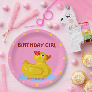 Rubber Ducky "Birthday Girl" Paper Plates
