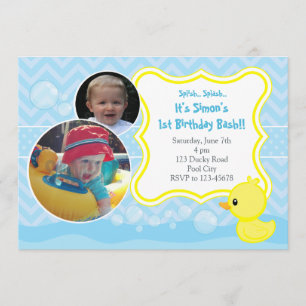Rubber Ducky Birthday Invitation with Two Photos