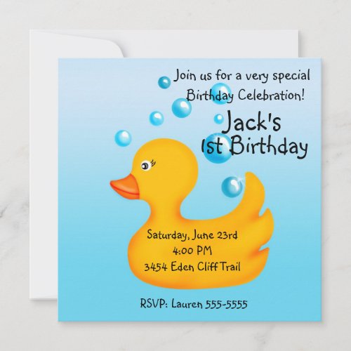 Rubber Ducky  Birthday Invitations