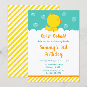 Rubber Ducky Birthday Party Yellow and Green Invitation