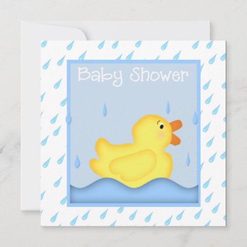 Rubber Ducky Blue Baby Shower Invitation