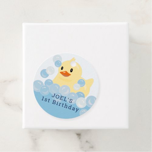 Rubber Ducky Blue Boy 1st Birthday Thank You Favor Tags