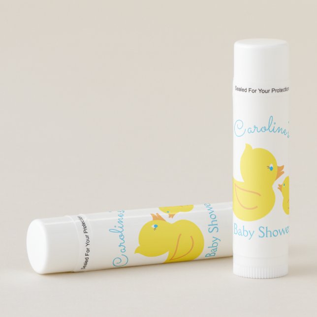 Rubber Ducky Blue & Yellow Baby Shower Lip Balm (Front)