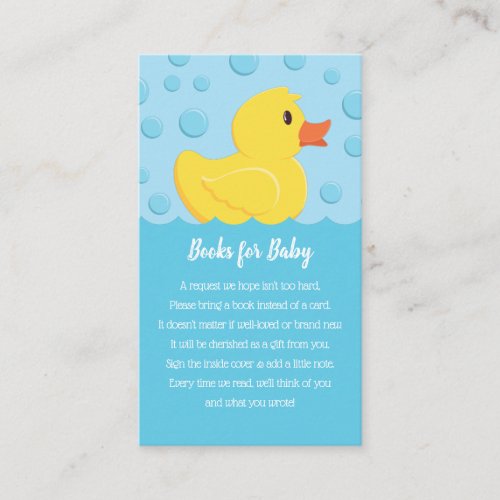 Rubber Ducky Books for Baby Shower Enclosure Card