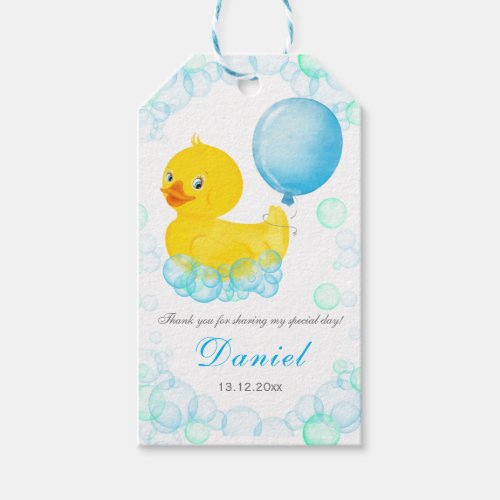 Rubber Ducky Boy First Birthday Thank You Tags