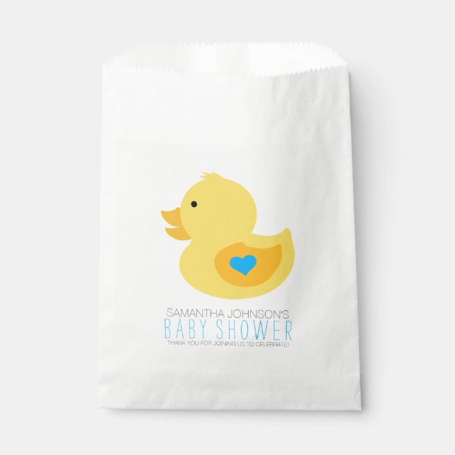 Rubber Ducky Bubble Bath Boy Baby Shower Favor Bag (Front)