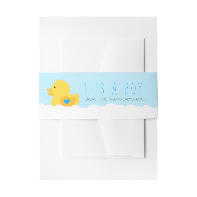 Rubber Ducky Bubble Bath Boy Baby Shower Invitation Belly Band (Front Example)