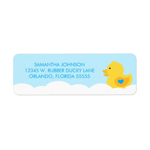 Rubber Ducky Bubble Bath Boy Baby Shower Label