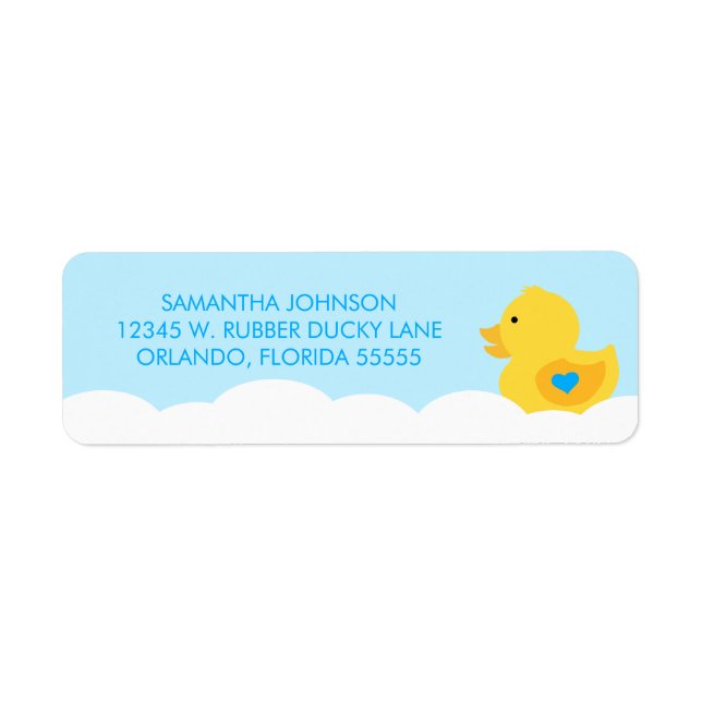 Rubber Ducky Bubble Bath Boy Baby Shower Label (Front)