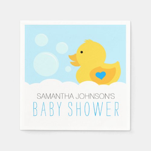 Rubber Ducky Bubble Bath Boy Baby Shower Paper Napkins