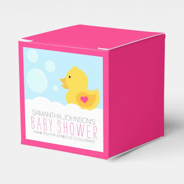 Rubber Ducky Bubble Bath Girl Baby Shower Favor Boxes (Front Side)