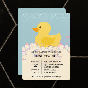 Rubber Ducky Bubbles Baby Shower Invitation