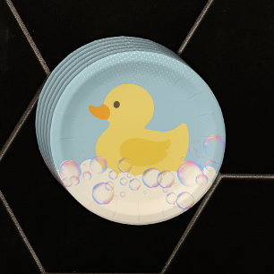 Rubber Ducky Bubbles Baby Shower Paper Plates