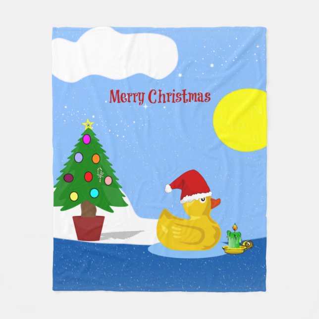 Rubber Ducky Christmas Fleece Blanket (Front)