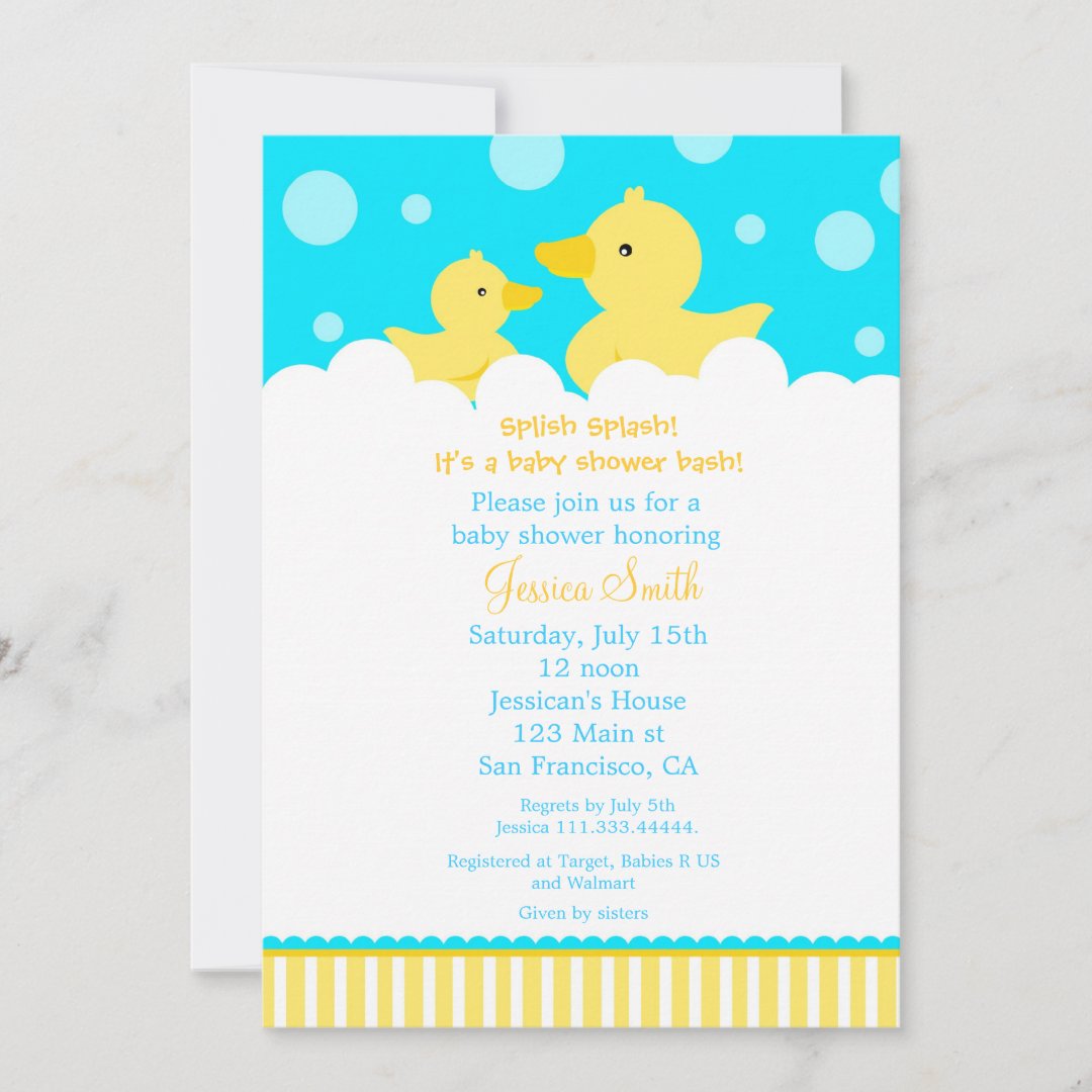 Rubber Ducky Duck Baby Shower Invitation | Zazzle