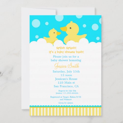 Rubber Ducky Duck Baby Shower Invitation