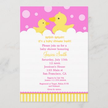 Rubber Ducky Duck Baby Shower Invitation For Girl by Petit_Prints at Zazzle