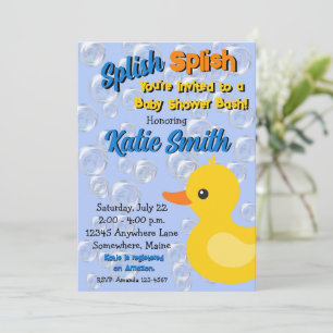 Rubber Ducky Duck Bath Baby Shower Invitations