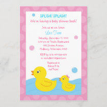 Rubber Ducky Duck Girl Baby Shower Invitations