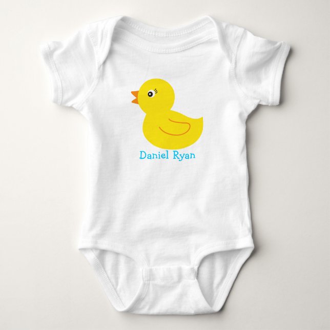 Rubber Ducky Duck Personalized Baby T-Shirt Bodysuit (Front)
