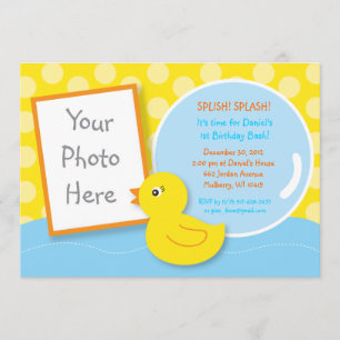 Rubber Ducky Duck Photo Birthday Invitations
