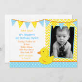 Rubber Ducky Duck Photo Birthday Party Invitations (Front/Back)