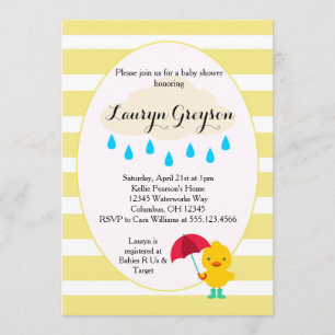 Rubber Ducky Duck Yellow Baby shower Invitation