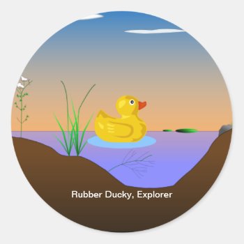 Rubber Ducky  Explorer Classic Round Sticker by Virginia5050 at Zazzle