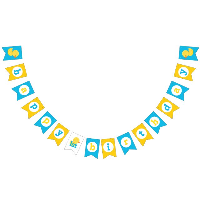 Rubber Ducky Happy 1st Birthday Bunting Banner (All)