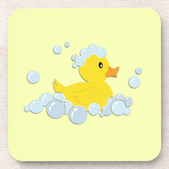 Rubber Ducky in Bubbles Beverage Coaster (Front)