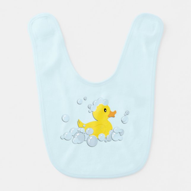 Rubber Ducky in Bubbles Blue Boys Bib (Front)