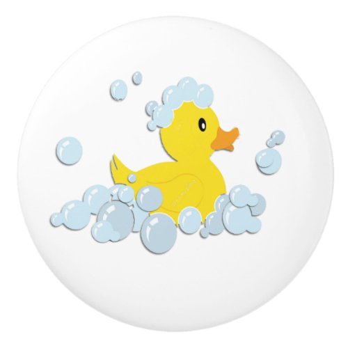 Rubber Ducky in Bubbles Ceramic Knob