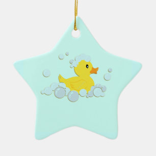 Rubber Ducky in Bubbles Ceramic Ornament