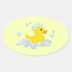 Rubber Ducky in Bubbles Oval Sticker
