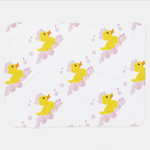 Rubber Ducky in Bubbles Pink Stroller Blanket