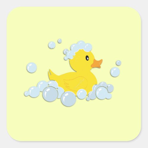 Rubber Ducky in Bubbles Square Sticker