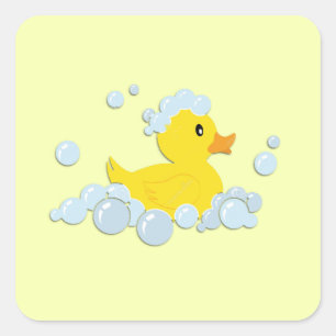 Rubber Ducky in Bubbles Square Sticker