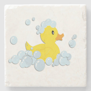 Rubber Ducky in Bubbles Stone Coaster