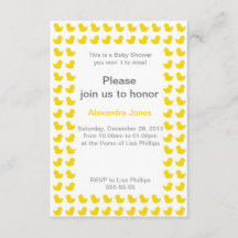 Rubber Ducky invitation for Baby Shower yellow