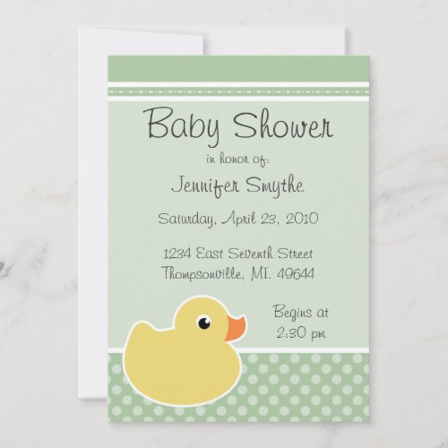Rubber Ducky Mint Baby Shower Invitations