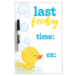 Rubber Ducky Newborn Feeding Tracker Dry Erase Board