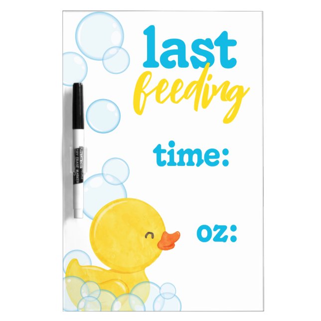 Rubber Ducky Newborn Feeding Tracker Dry Erase Board (Front)