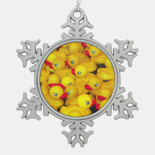 Rubber ducky pattern  snowflake pewter christmas ornament