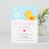 Rubber Ducky Pink Girl Baby Shower Invitation (Standing Front)