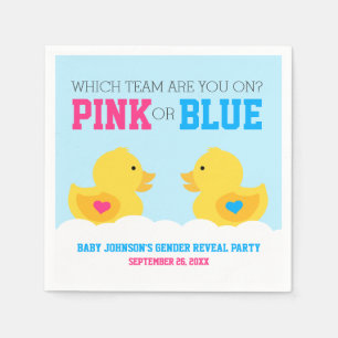 Rubber Ducky Pink or Blue Gender Reveal Party Paper Napkins