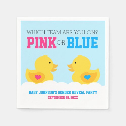 Rubber Ducky Pink or Blue Gender Reveal Party Paper Napkins