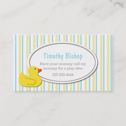 Customizable Rubber Ducky Play Date Card Business Card Templates