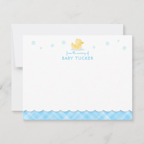 Rubber Ducky Preppy Blue Plaid Note Card