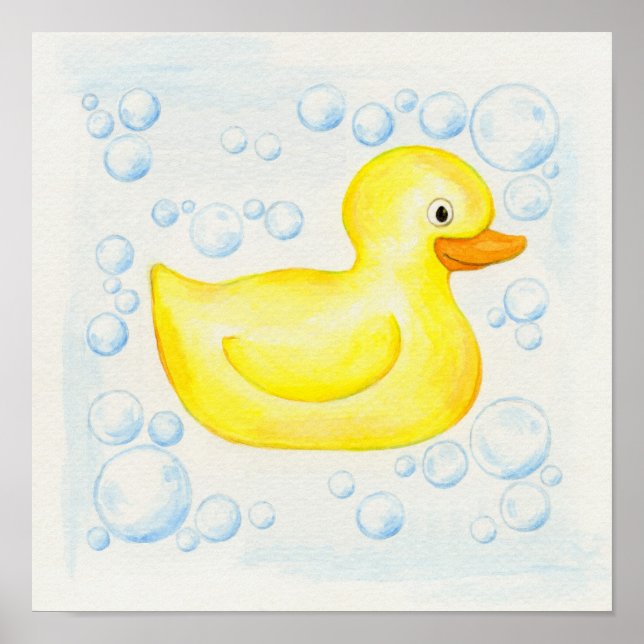 Rubber Ducky square bathroom art Poster (Front)