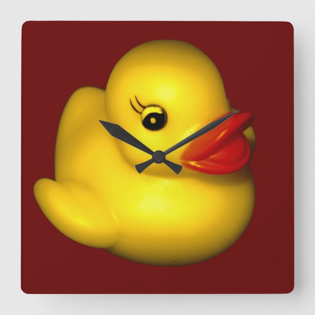 Rubber Ducky Square Wall Clock (Front)